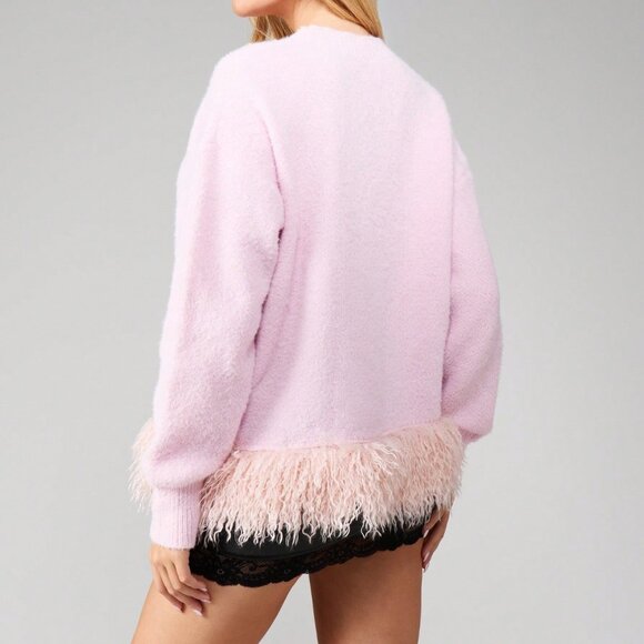Pink Casual Women's Fuzzy Oversized Knit Sweater - Picture 2 of 5